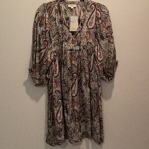 NWT XS  Elan paisley baby doll dress